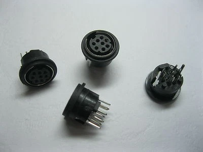 30 Pcs Mini 8 Pin Circular PCB Mount DIN Connector Snap & Lock Vertical Mini-DIN - Image 1 of 4