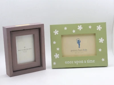 Juego Pottery Barn/2 marcos de fotos para guardería infantil verde/lavanda género neutro Foto 1 de 4