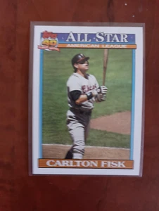 Carlton Fisk 1991 Topps All-Star wrong back Front / 1990 Topps Football Back - Picture 1 of 2