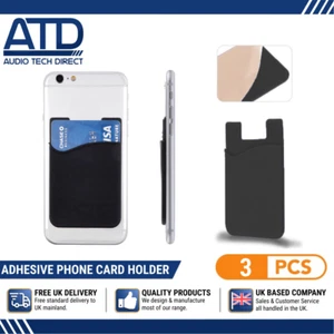 Téléphone Porte-Carte Silicone Adhésif Argent Poche Étui Portefeuille Sûr Noir - Photo 1 sur 12