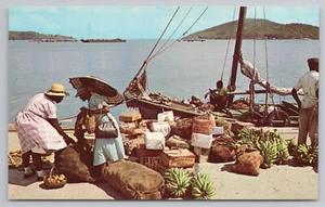 Postal VI de vendedores frente al mar en Islas Vírgenes de Santo Tomás - Imagen 1 de 2