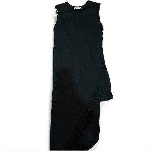 Abito donna ACNE Studios senza maniche girocollo asimmetrico drappeggio nero taglia XS