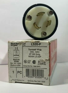 Pass & Seymour L520-P  Turnlok plug 20A 125V  2pole, 3wire ground nema L5-20P - Picture 1 of 4
