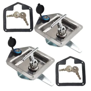 2pcs Trailer Door Latch T-Handle Locking for Camper RV Truck Tool Box w/ Key - Picture 1 of 7