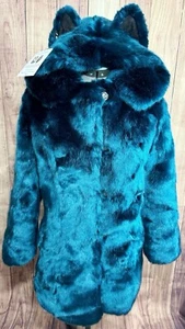 Authentic SpiritHoods Royal Wolf Blue Tissavel Faux Fur Coat w/ Ears XS NWT - Picture 1 of 14