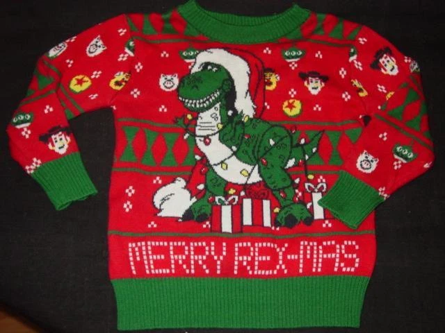 TOY STORY Feliz Rex-Mas Navidad Dinosaurio SUÉTER Camisa Niño Pequeño Talla 12M Meses Foto 1 de 4