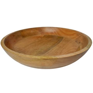 Mango Wood Salad Fruit Chip Wooden Timber Serving Round Modern Unique Deep - Picture 1 of 1