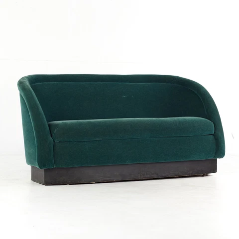 Ward Bennett Style Mid Century Green Velvet Sofa Settee Cover