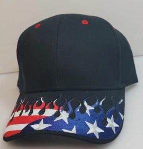 New Otto Brand Adjustable Golf Cap Black w/ Embroidered Blazing American Flag - Picture 1 of 5