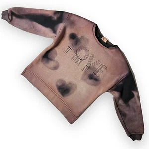 Upcycled Reworked Hand Bleach Dyed Zara Kids LOVE Pullover Sweatshirt Size 8 - Picture 1 of 12