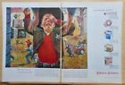 1959 2 page magazine ad for J&amp;J First Aid - Lil cowboy has boo-boo, John Falter