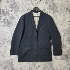 Mark & Spencer Blazer Men's Medium Charcoal Cotton Notch Lapel Travel Jacket A - Picture 1 of 10