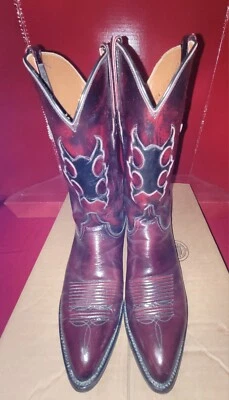 $500 (OFERTA) Bonitas botas de vaquero Lucchese Western negras cereza hechas a mano para hombre Foto 1 de 4