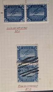 RARE c.1900 Cook Islands 2 pairs 1/2d blue Wrybill stamps w varieties Mint/used - Picture 1 of 5