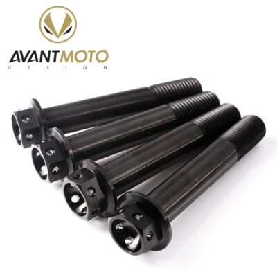 Titanium Front Brake Caliper Bolts Race Spec Drilled M10 (1.25mm) X 55mm Black - Image 1 of 2