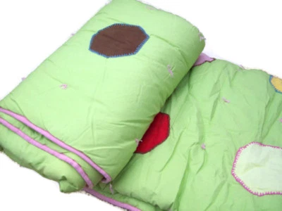 Pottery Barn Kids Green Multi Colors Paige Dots Shape Patch Twin Quilt New - Image 1 of 4