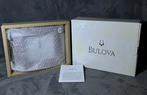 Bulova Altus Radio Controlled Tabletop Clock - Mahogany - Brand New W Papers Cover