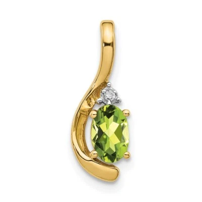 14k Yellow Gold Peridot and Diamond Pendant Gift for Mother - Image 1 of 3