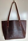 Go Forth Goods Large Leather Tote Bag Dark Brown Purse Good Condition Boho Roomy