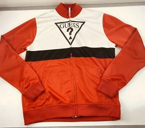 Vintage Guess Los Angeles Sz M Sport Red Color Block Spell Out Track Jacket 90s - Picture 1 of 6