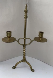 Candelabro ajustable raro antiguo de latón con patas de tres garras de elevación y caída 38 cm - Imagen 1 de 13