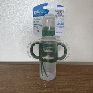 Dr. Brown’s® Milestones™ Sippy Spout Bottle with 100% Silicone Handles Green - Picture 1 of 4