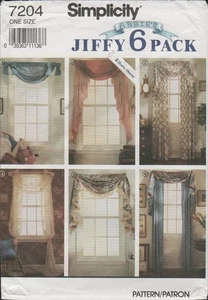Simplicity 7204 0684 Jiffy Vorhänge Volant Swag Fenster Behandlungen Muster ungeschnitten - Bild 1 von 7