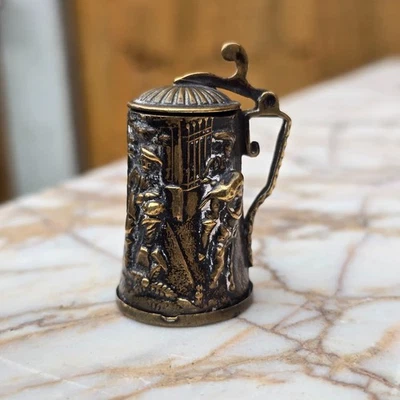 Antique Novelty Tape measure & Thimble case Tankard design Tapemeasure - Image 1 of 4