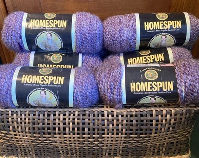 8 New Skeins Lion Brand Homespun Yarn #322 Baroque, Lavendar  Matching Dye Lots - Image 1 of 4