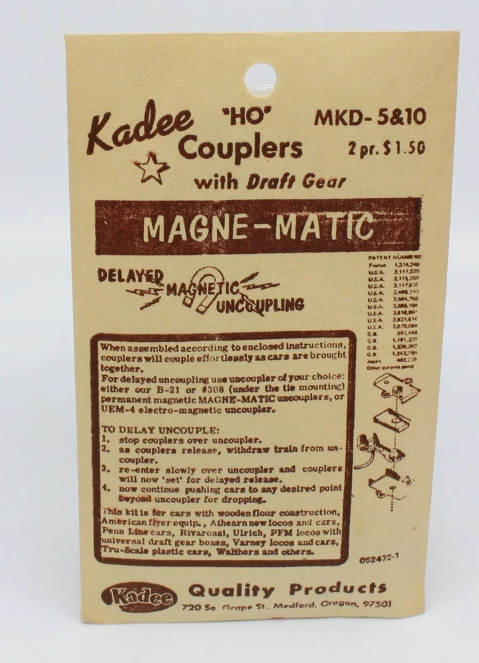 Kadee MKD-5&10 "HO" Couplers with Draft Gear Magne-Matic  (10) - Image 1 of 1