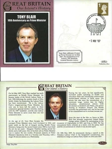 Tony Blair 10th Anni. as PM SILK BENHAM cover with Royal Mail London SW postmark - Picture 1 of 2
