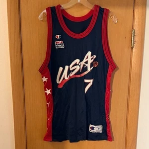 Champion Dream Team USA Basketball Jersey David Robinson 7 90s Navy Blue Size 44 - Picture 1 of 10