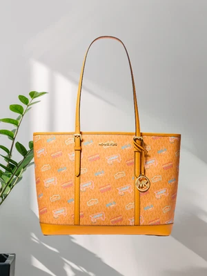 Michael Kors Jet Set 女式大号手提包钱包单肩包托特包流行橙色女士 — 第 1/4 张图片