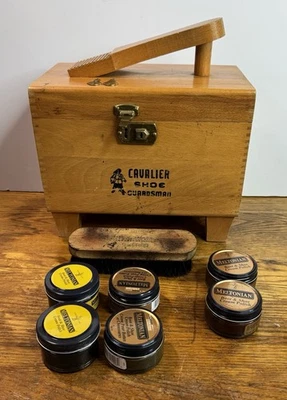 Vintage Antique Cavalier Shoe Guardsman Shine Polish Box With Extras - Image 1 of 4