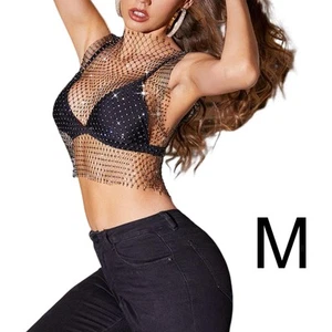 Frauen Sheer Mesh Crop Top Bikini Outfits Ärmellose Weste für - Picture 1 of 17