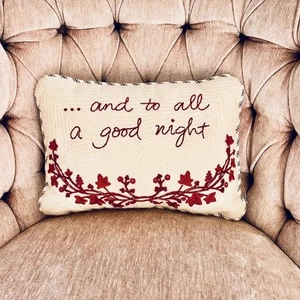 Pottery Barn Lumbar Throw Pillow And To All A Good Night Christmas 9x13 - Picture 1 of 5
