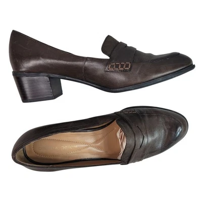 Andrew Geller Zapatos Sin Cordones Fácil de Going Marrón 9.5 M Cuero Mocasines de Vestir LEER Foto 1 de 4