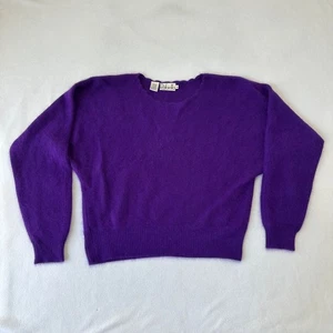 Vintage Rafaella Angora Lambswool Blend Knit Sweater Size M Purple 80s 90s - Picture 1 of 10