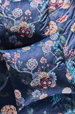 Anthropologie Odette Printed Velvet Quilted Euro Shams Set Of 2 Floral Blue NEW - Image 1 of 4