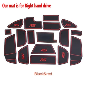 For Ford Focus RS 2015-2018 Rubber Gate Slot Pad Non-slip Inner Cup Mats-Red - Picture 1 of 4