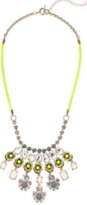 J CREW - Neon Yellow Rose Crystal Statement Necklace NWOT *New without Tags* - Picture 1 of 7