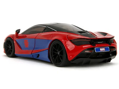McLaren 720S Red and Blue with Black Top and Graphics and Spider-Man Diecast Fig - Image 1 of 4