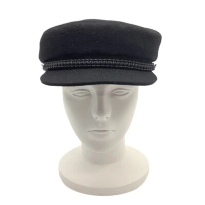 Hermes Newsboy Talla 7-1/4 Ala 4.5cm X Altura 6cm Cachemira X Cuero de Vaca Negro Hombre Foto 1 de 4