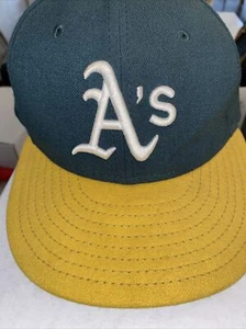 New Era Oakland Athletics Fitted Hat Size 7 1/4 57.7 cm NO SIDE LOGO MADE IN USA - Picture 1 of 5