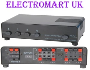 4 WAY PAIR STEREO SPEAKER LOUDSPEAKER SELECTOR SWITCH BOX 140W PER CHANNEL NEW - Picture 1 of 1
