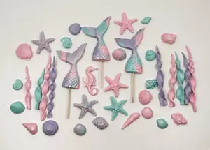 MERMAID / UNDER THE SEA - 3D EDIBLE CAKE TOPPERS - 40 PIECES - AMAZING!!! - Picture 1 of 1