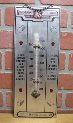 KEYSTONE DRAWN STEEL Co SPRING CITY Pa Old Ad Thermometer Sign GRAMMES Allentown - Image 1 of 4