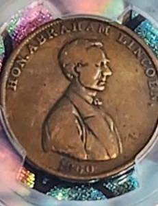 PCGS 1860 Rail Splitter Of The West GOP Campaign Token Abraham Lincoln Civil War - Picture 1 of 5