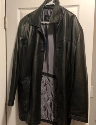 Abrigo Chaqueta Cuero Izod Suave Negro Invierno Hombre Talla Grande Con Botones Foto 1 de 2