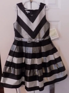 New Bonnie Jean brand;Black & Silver w/cover up pary dress, size 8, retails $84 - Picture 1 of 6